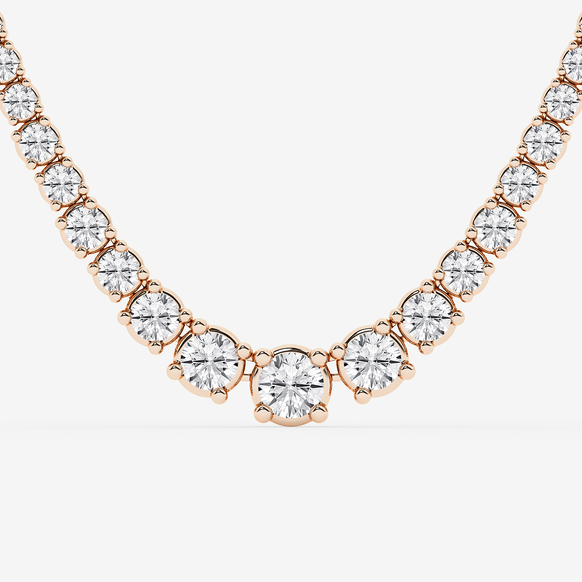 Additional Image 1 for  15 ctw Round Lab Grown Diamond Four Prong Graduated Tennis Necklace